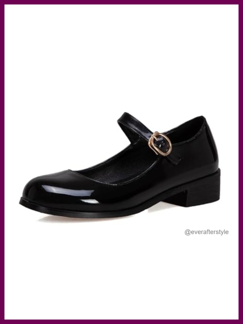 Patent Mary Jane Flats Closed Toe Chunky Low Heel Comfortable Women's Shoes